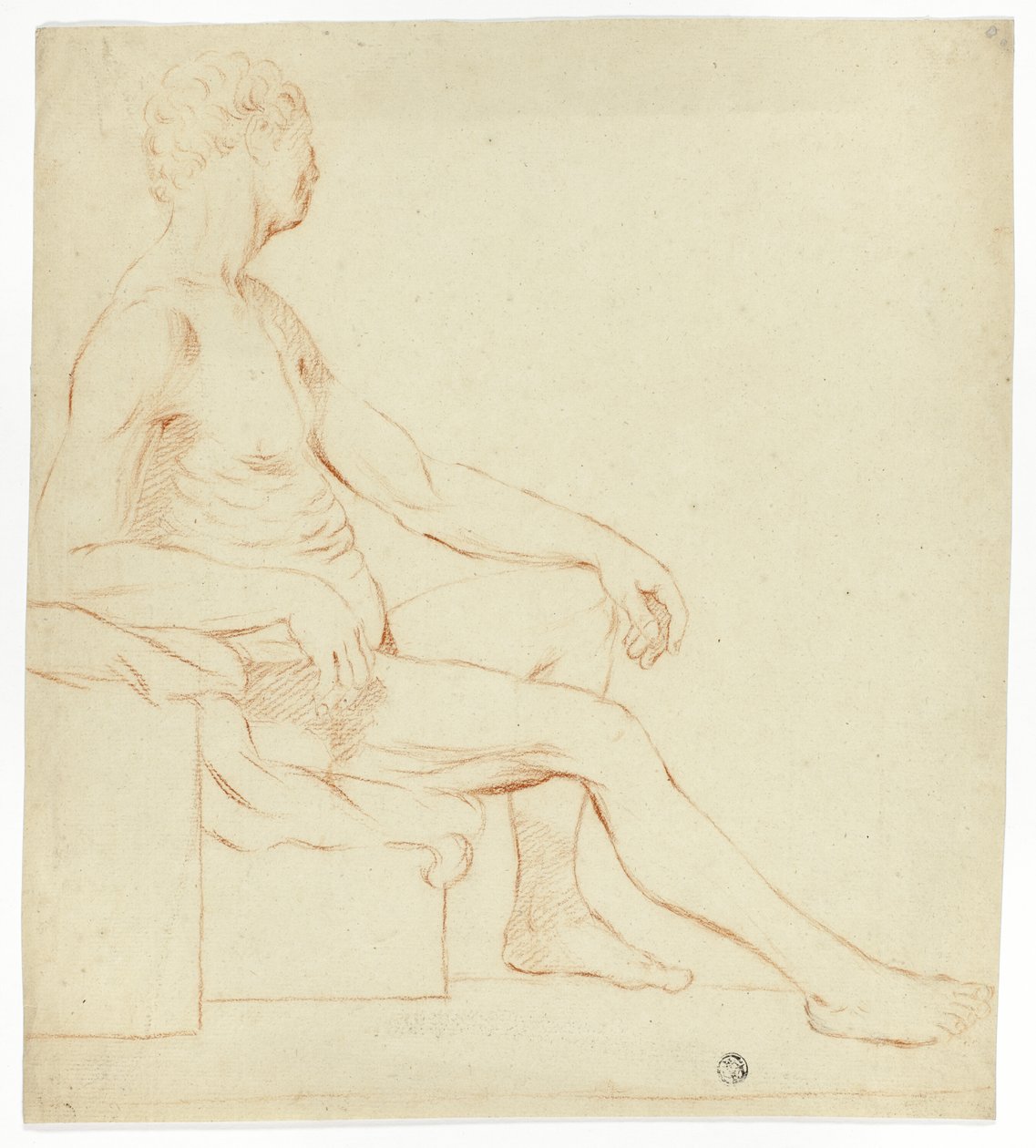 Nudo maschile accademico seduto da Style of Jacques Louis David