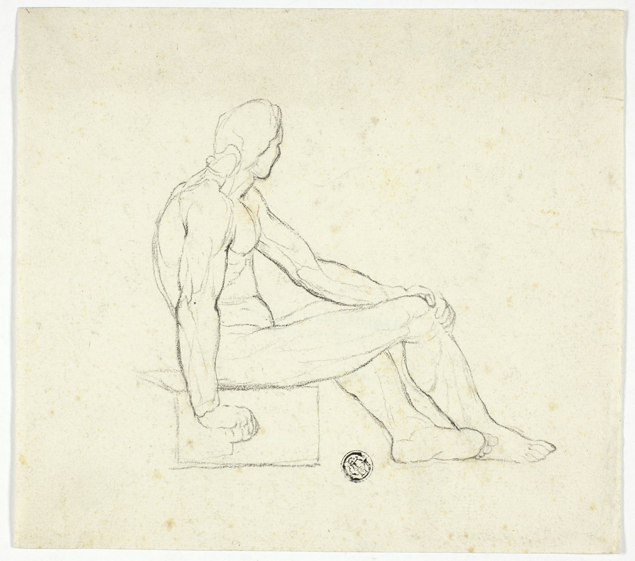 Nudo maschile seduto da Style of Jacques Louis David