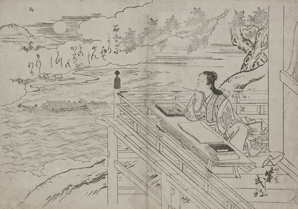 Illustrazione raffigurante Lady Murasaki da Sukenobu Nishikawa