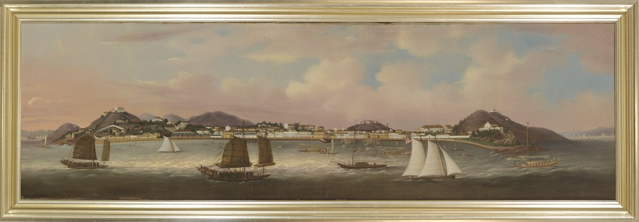 Veduta del Praya Grande, Macao, 1850 circa (olio su tela) da Sunqua Sunqua