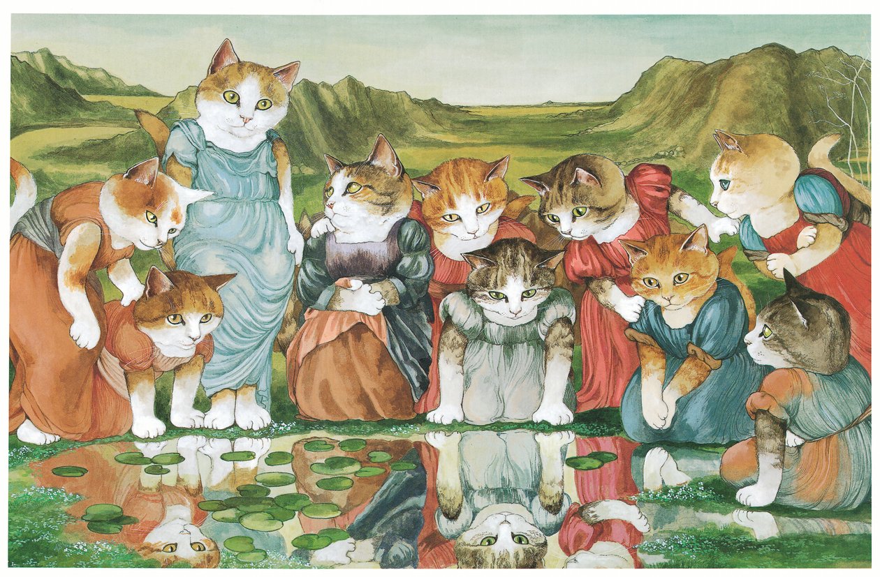 Illustrazione da Pre-Raphaelite Cats (pub. 1999) da Susan Herbert
