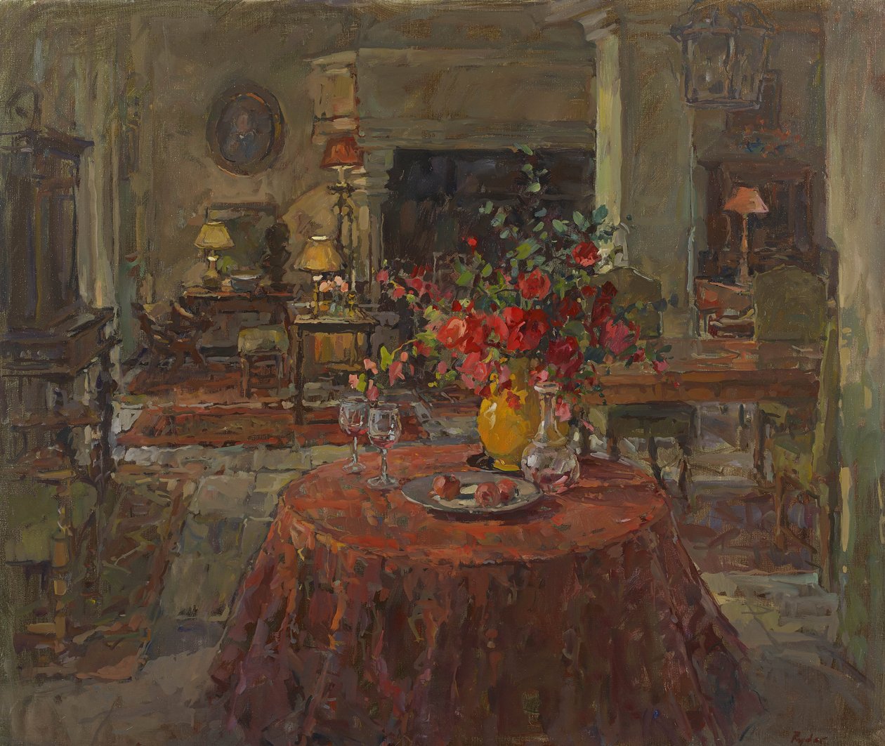 Grande salone con rose rosse da Susan Ryder