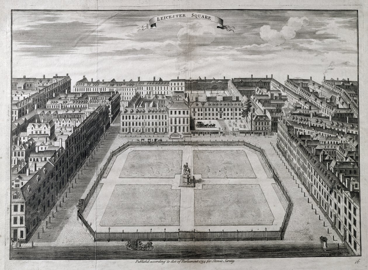 Veduta aerea di Leicester Square, 1754 da Sutton Nicholls