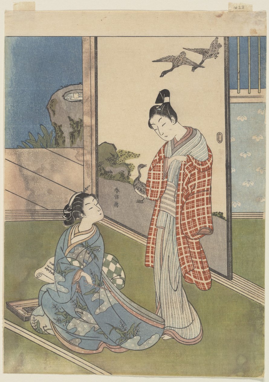 Una ragazza che scrive una lettera da Suzuki Harunobu