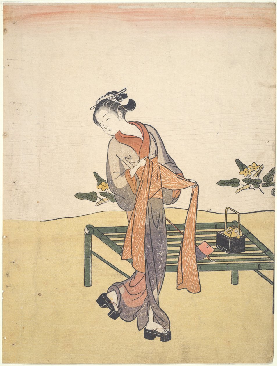 Bella che si rinfresca da Suzuki Harunobu