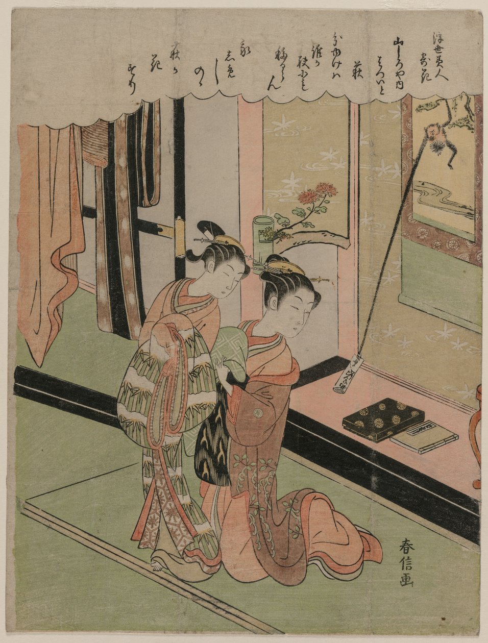Trifoglio cespuglioso dalla serie Bellezze del mondo fluttuante paragonate ai fiori, fine anni 1760 da Suzuki Harunobu