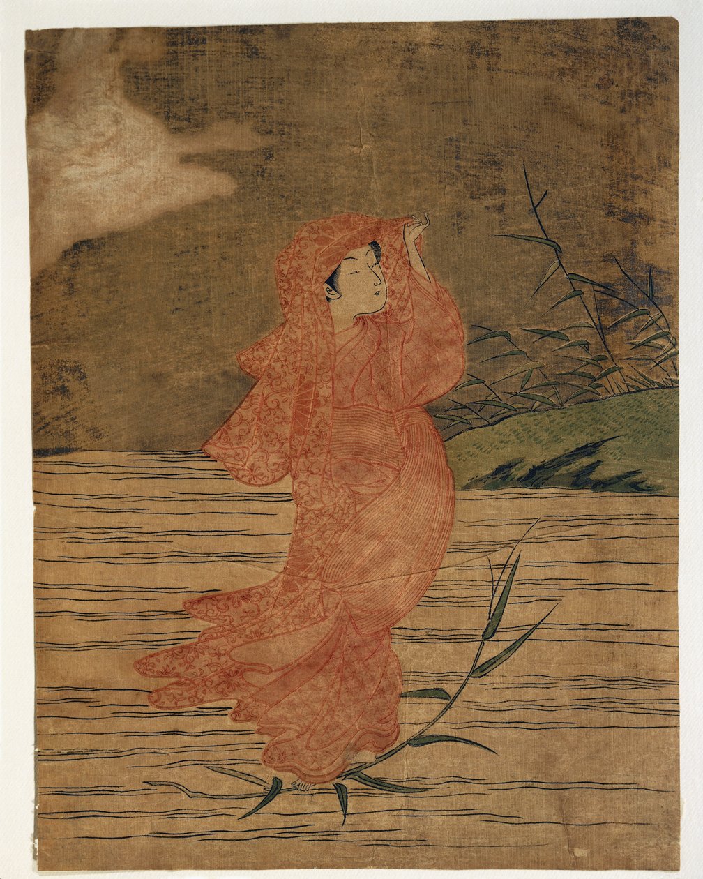 Primo piano del dipinto di una donna da Suzuki Harunobu