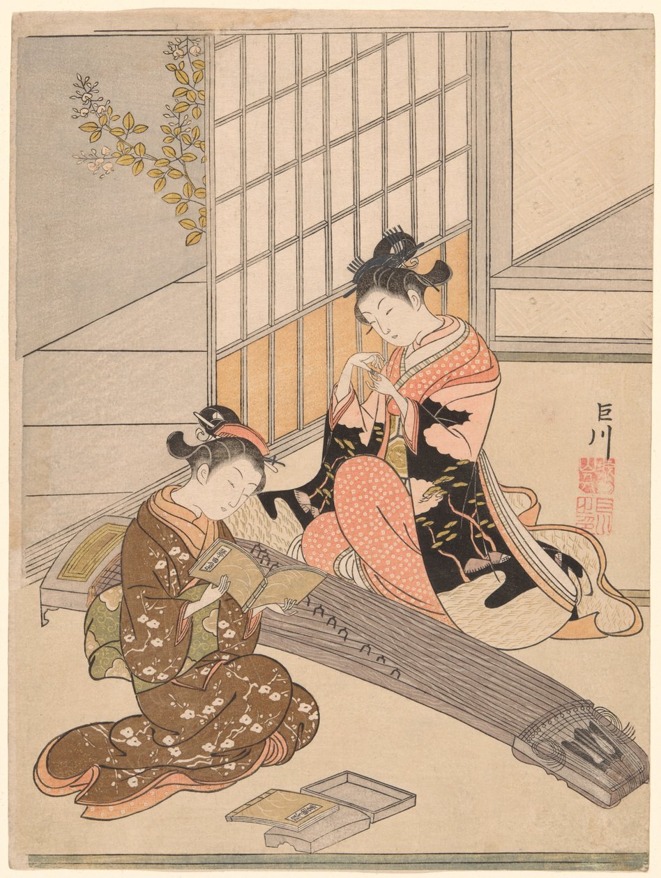 Oche discendenti dei ponti Koto (Kotoji no rakugan), dalla serie "Otto vedute del salotto (Zashiki hakkei)" da Suzuki Harunobu