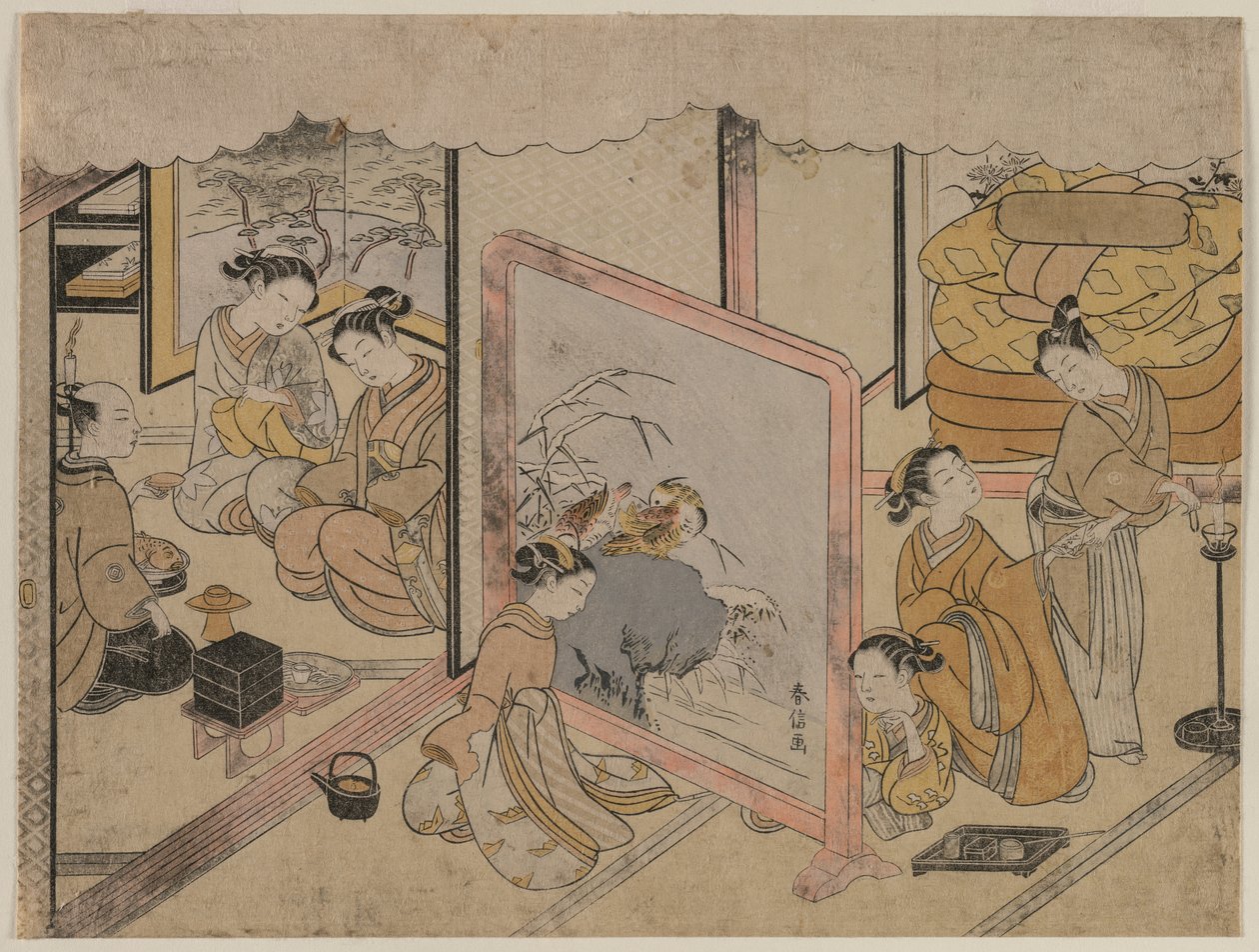 Una tazza di vino prima di andare a dormire (da una serie senza titolo) da Suzuki Harunobu