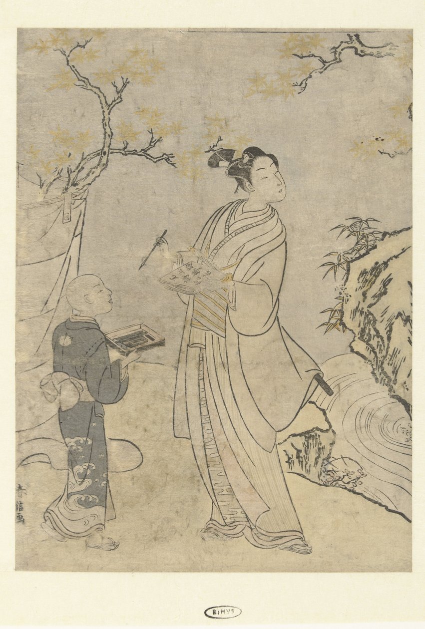 Scrivendo una poesia da Suzuki Harunobu