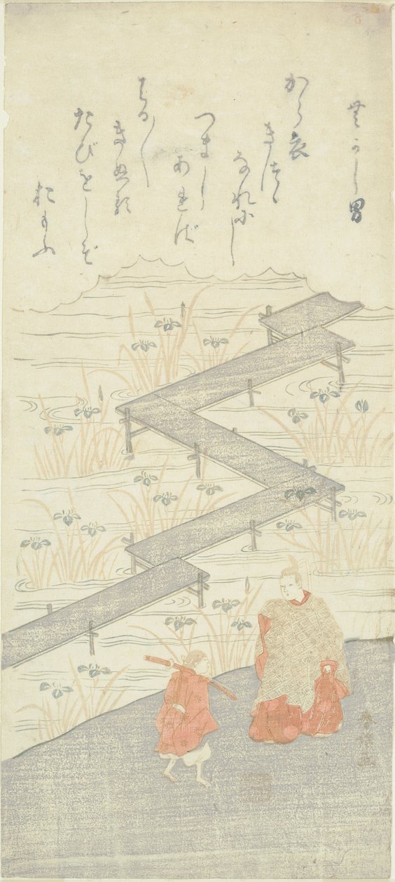 Ponte delle otto piattaforme (Yatsuhashi), dal "Racconto di Ise (Ise Monogatari)" da Suzuki Harunobu