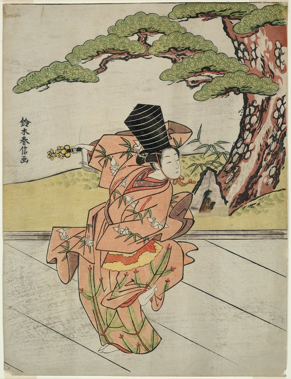Ballerina di Sanbaso femmina da Suzuki Harunobu