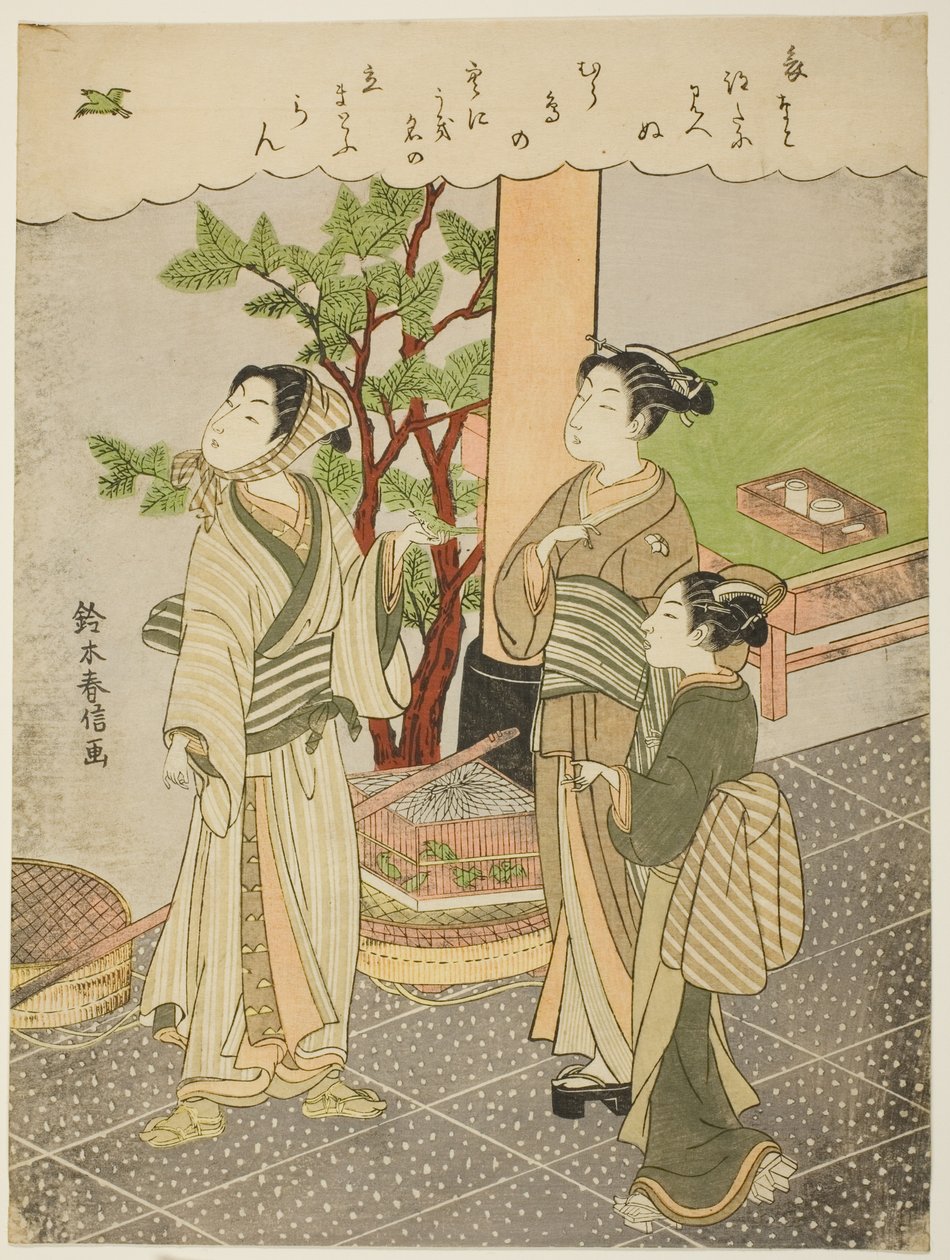 Liberazione di un uccello catturato da Suzuki Harunobu
