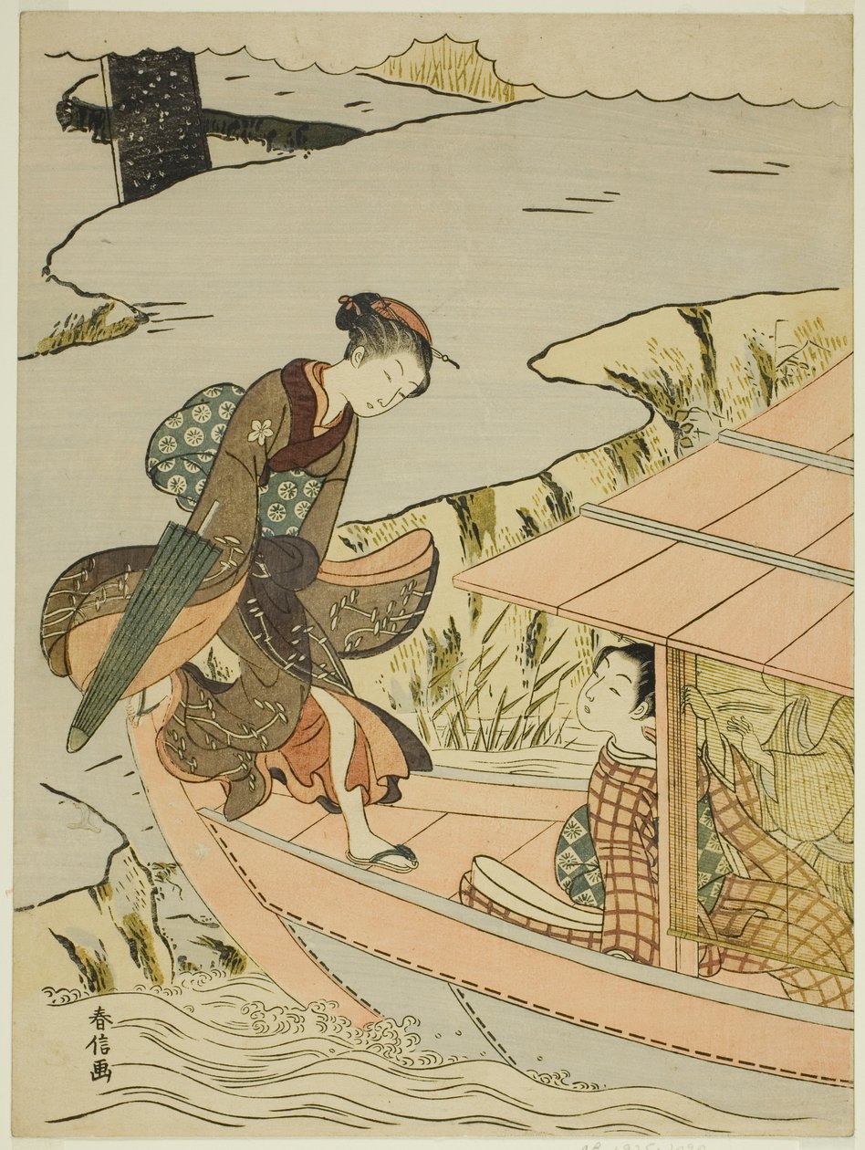 Ragazza che Sale su una Barca da Suzuki Harunobu