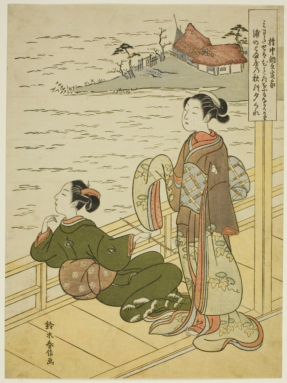 Gonchunagon Sadaie (Fujiwara no Teika), da una serie senza titolo di parodie delle Tre Poesie della Sera da Suzuki Harunobu