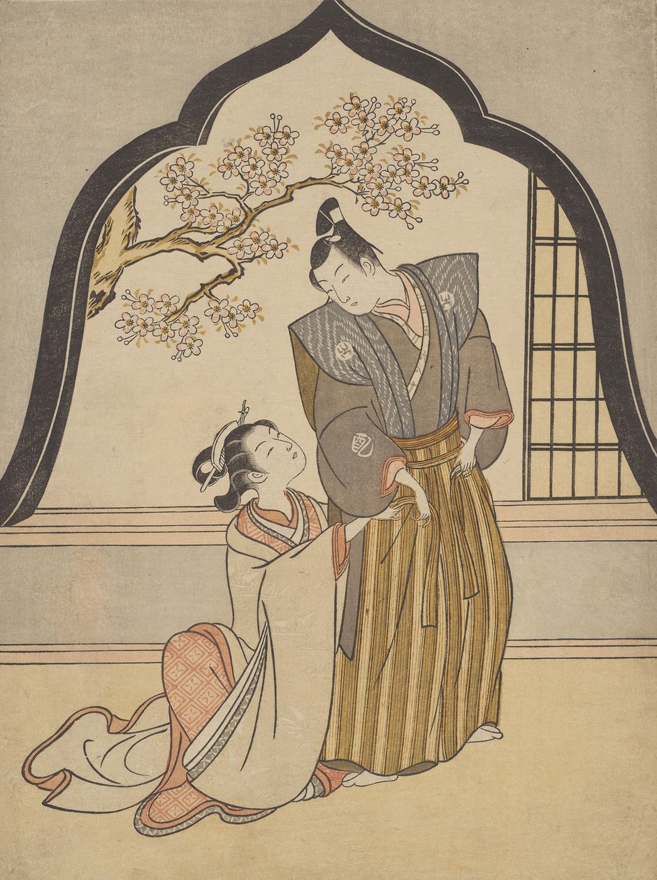 Amanti che si vestono accanto a una finestra da Suzuki Harunobu