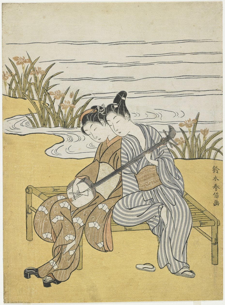 Amanti che suonano lo stesso shamisen come un Mitate dell