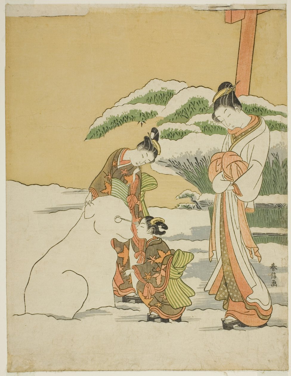 Fare un cane di neve da Suzuki Harunobu