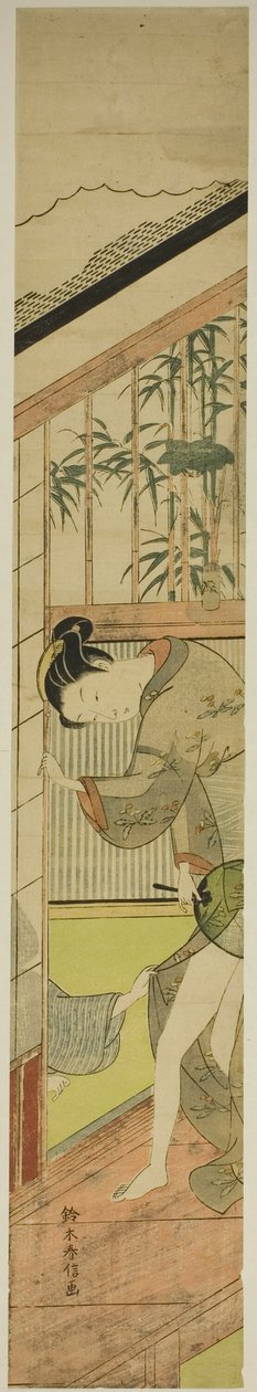 Uomo che tira il kimono di una donna da Suzuki Harunobu