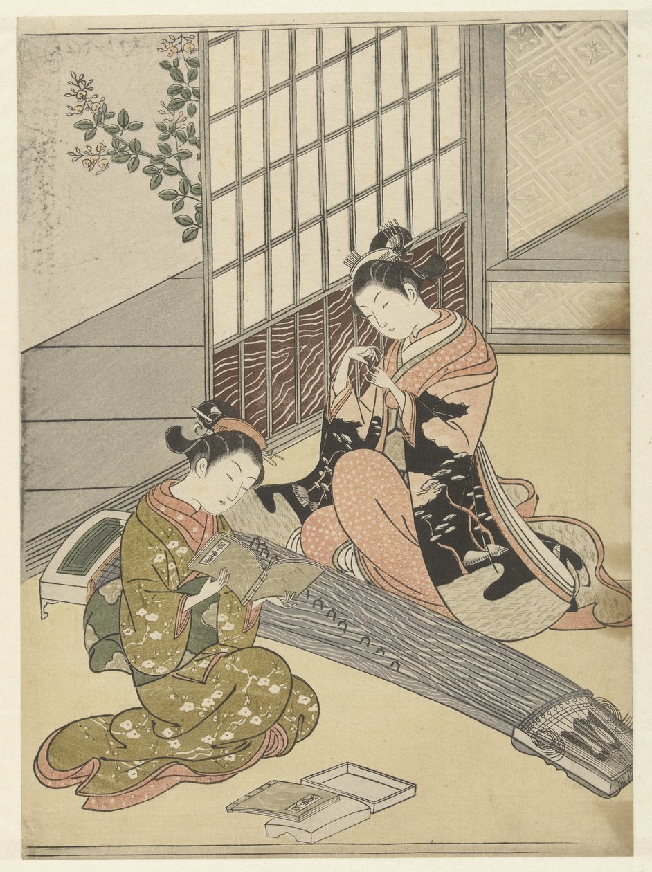 Oche che atterrano presso i ponti di koto da Suzuki Harunobu