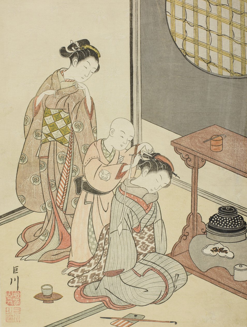 Pioggia notturna al chiosco del tè da Suzuki Harunobu