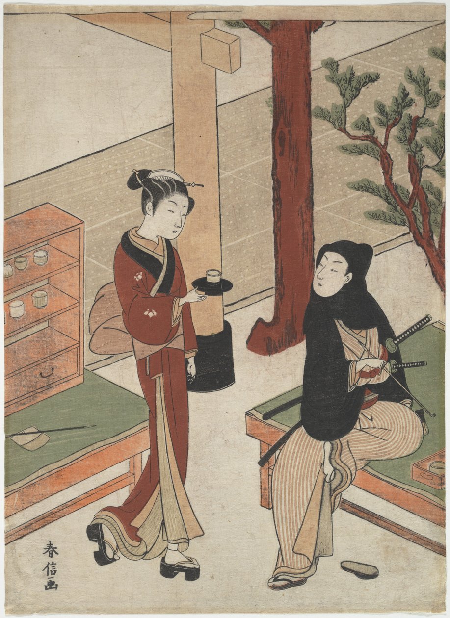 Osen serve un giovane samurai da Suzuki Harunobu