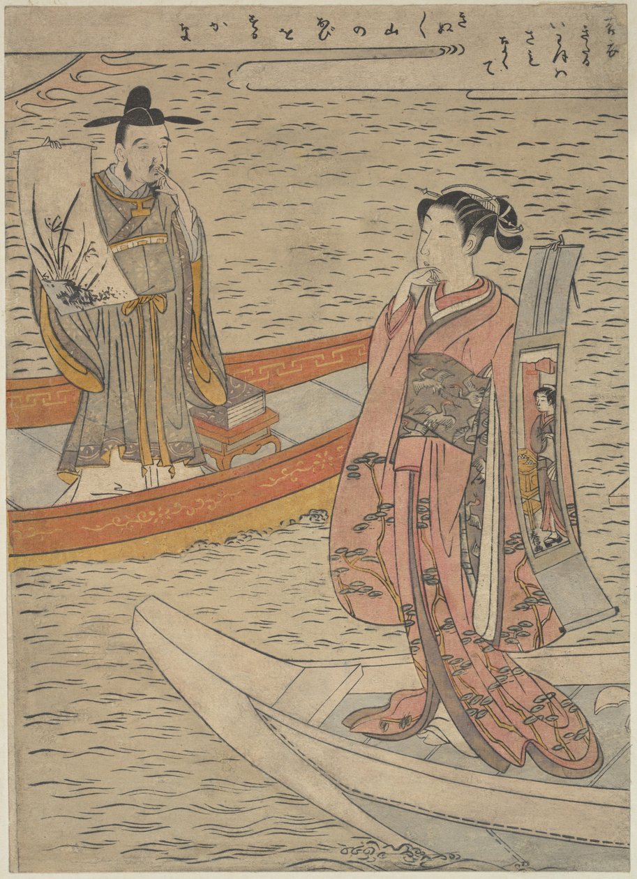 Parodia del dramma nō «Hakurakuten» da Suzuki Harunobu