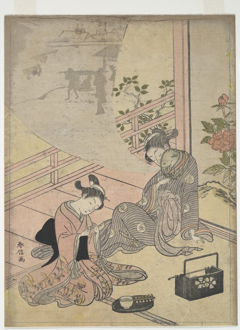 Parodia del racconto del giovane Lu: cortigiana sognante da Suzuki Harunobu