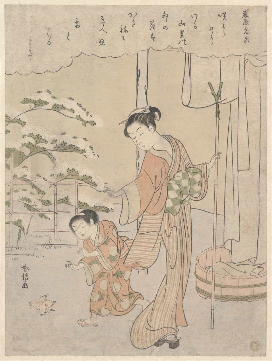 Poesia di Fujiwara no Motozane (ca. 860) dalla serie Trentasei poeti da Suzuki Harunobu