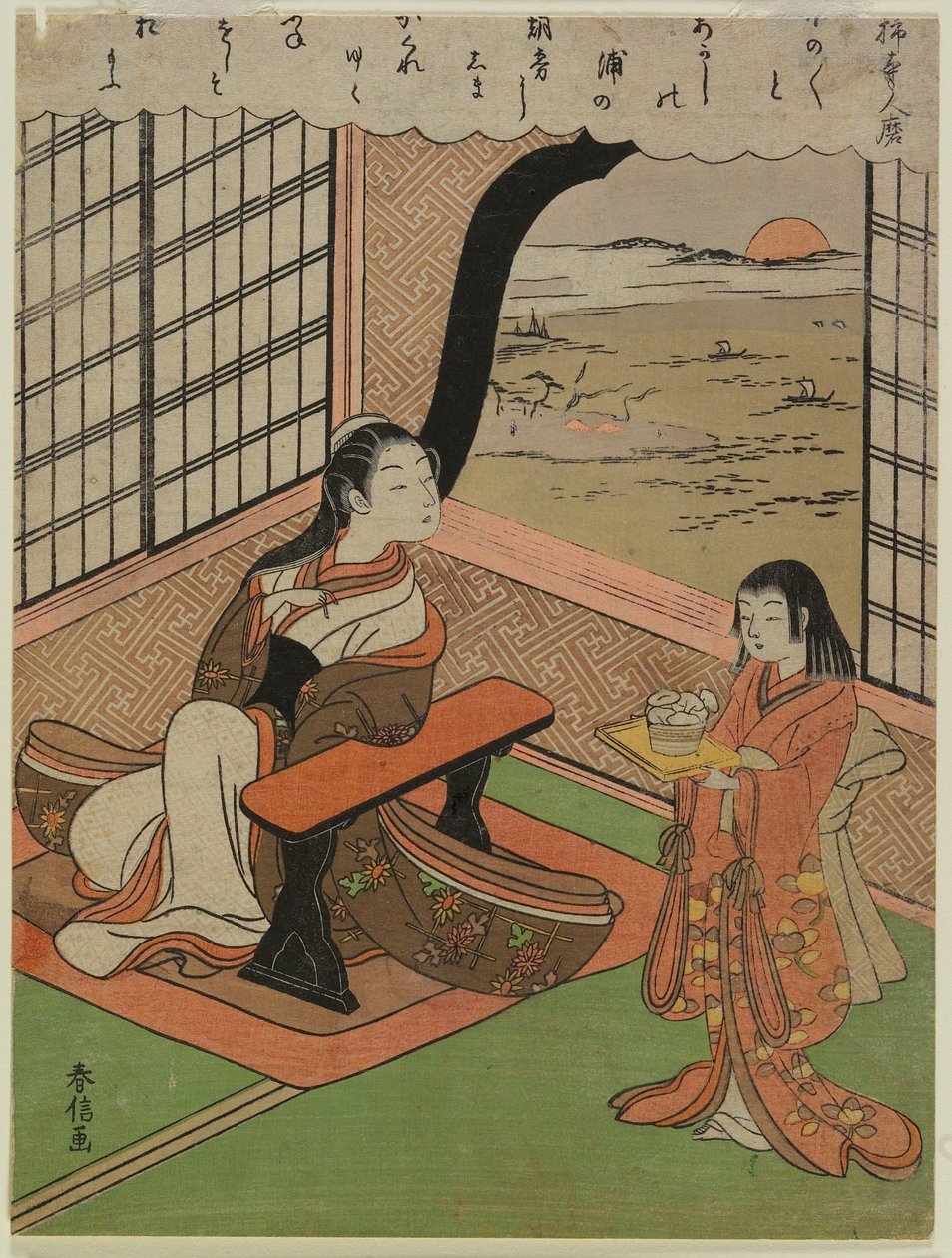 Poesia di Kakinomoto Hitomaro da Suzuki Harunobu