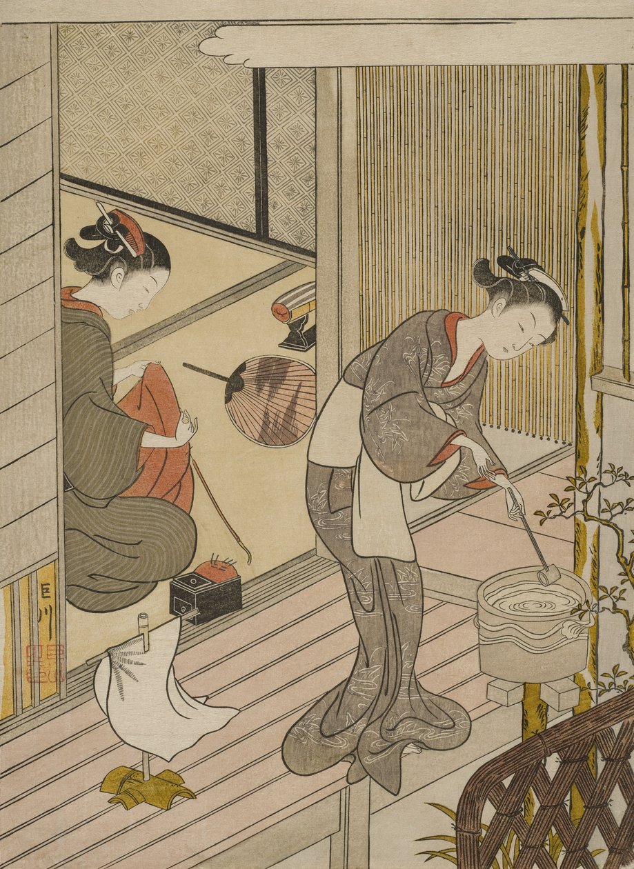 Vele di ritorno del portasalviette da Suzuki Harunobu