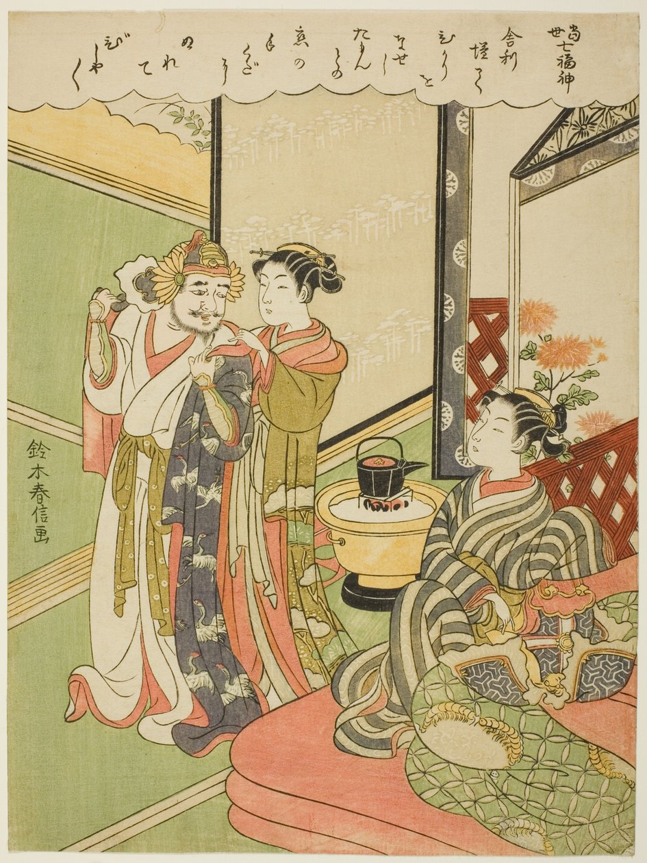 Tamonten, dalla serie "I sette dei della buona fortuna nella vita moderna" da Suzuki Harunobu