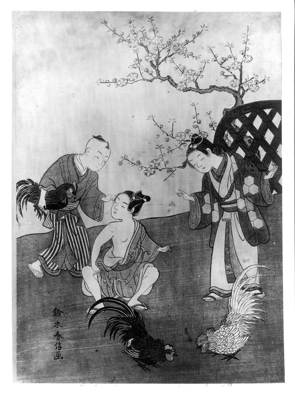 Il combattimento dei galli da Suzuki Harunobu