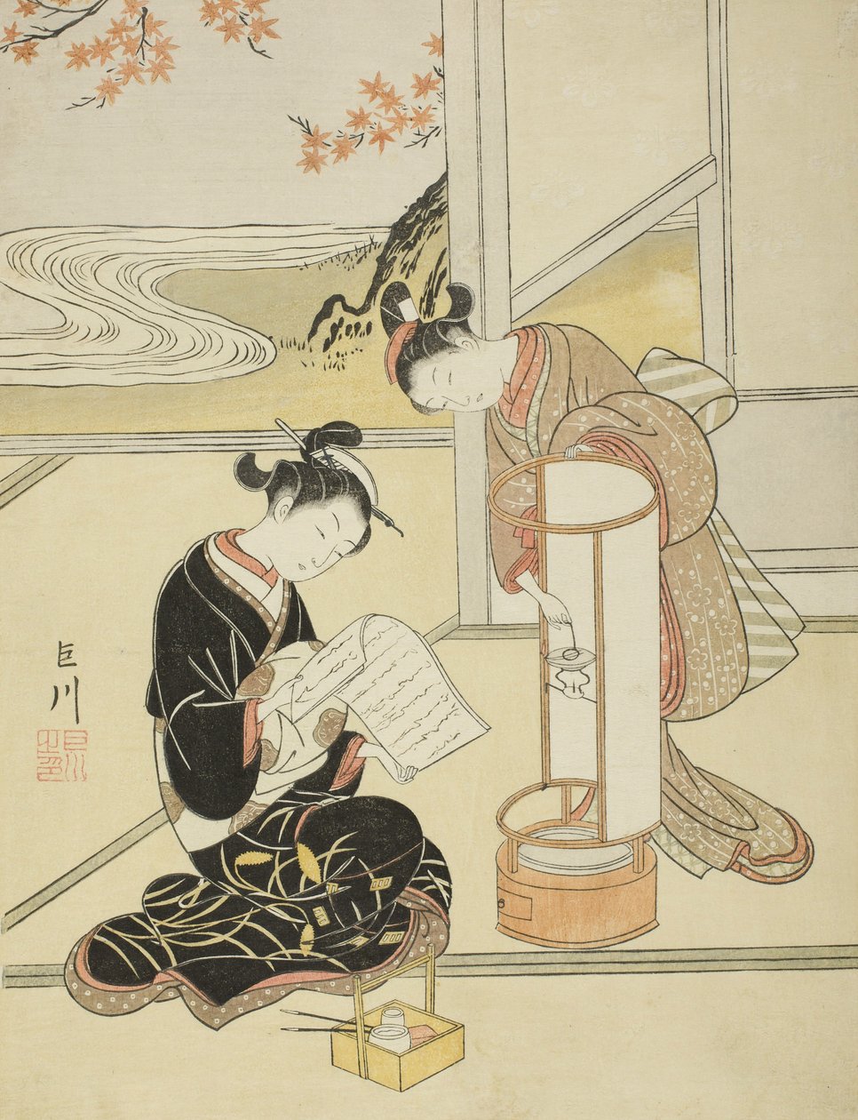 Il bagliore serale di una lampada da Suzuki Harunobu