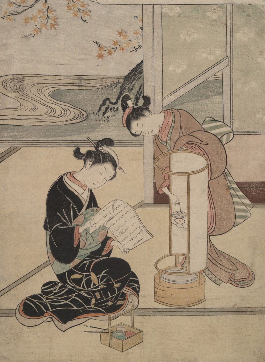 Il bagliore serale della lampada: otto vedute di un salotto da Suzuki Harunobu