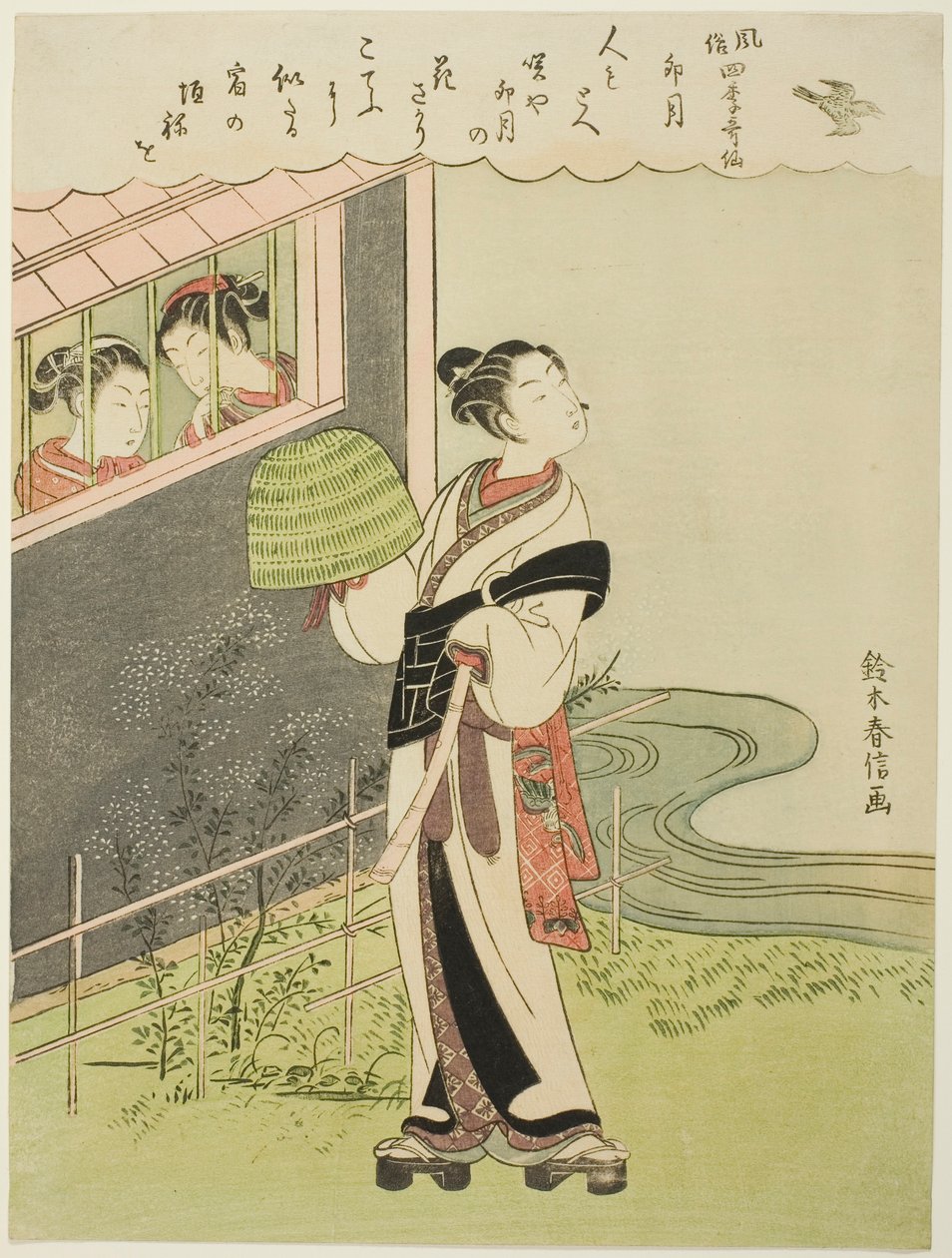 Il quarto mese (Uzuki), dalla serie "Versioni popolari di poeti immortali in quattro stagioni (Fuzoku shiki kasen)" da Suzuki Harunobu