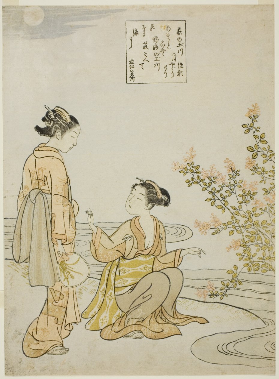Il Fiume Gioiello dei Trifogli (Hagi no Tamagawa), da una serie senza titolo di Sei Fiumi Gioiello da Suzuki Harunobu