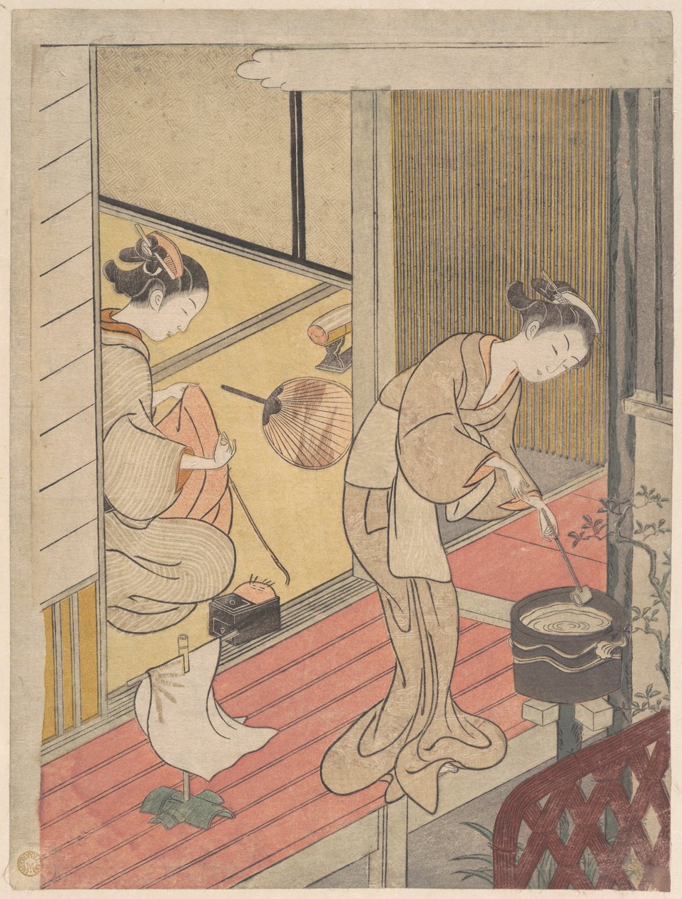 Le vele di ritorno dello stendino per asciugamani da Suzuki Harunobu
