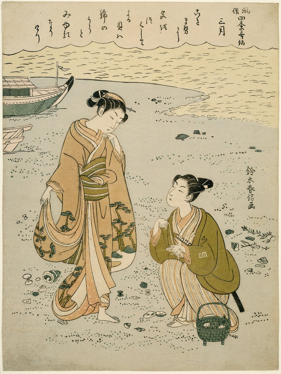 Il terzo mese (Sangatsu), dalla serie "Versioni popolari dei poeti immortali nelle quattro stagioni (Fuzoku shiki kasen)" da Suzuki Harunobu