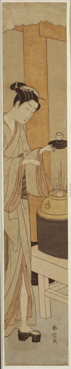 La cameriera Osen della casa da tè Kagiya da Suzuki Harunobu
