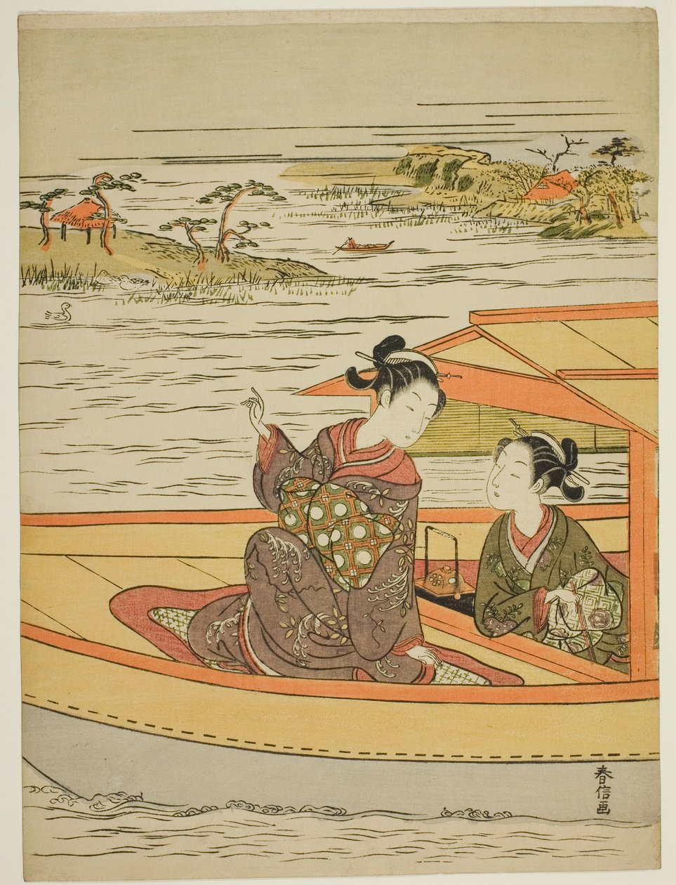 Due bellezze in una barca da Suzuki Harunobu