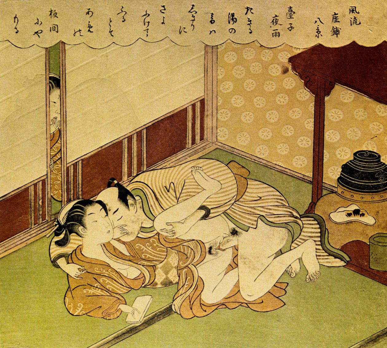 Due amanti Shunga - stampa erotica su legno, c. 1750 da Suzuki Harunobu