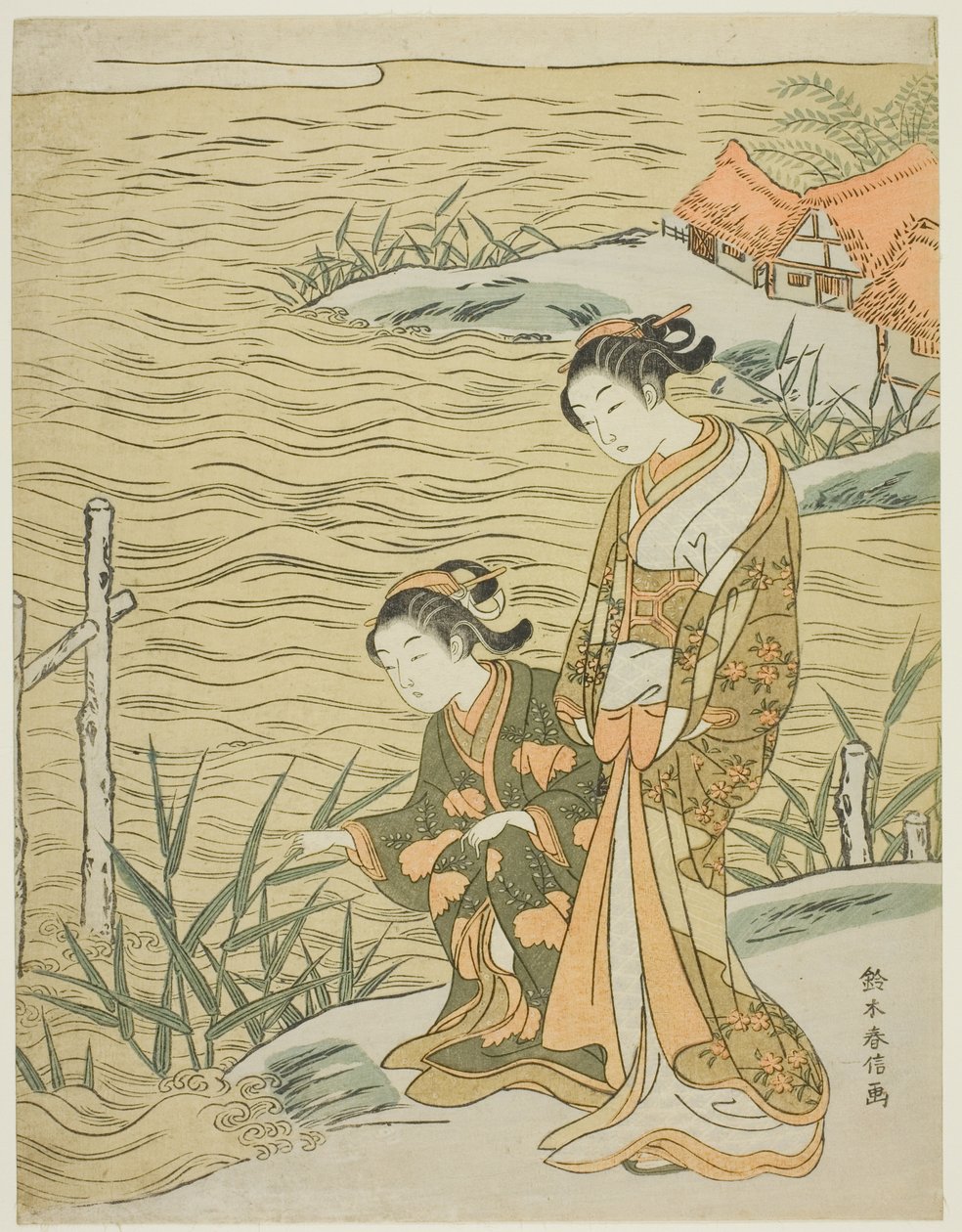 Due donne sulla riva da Suzuki Harunobu