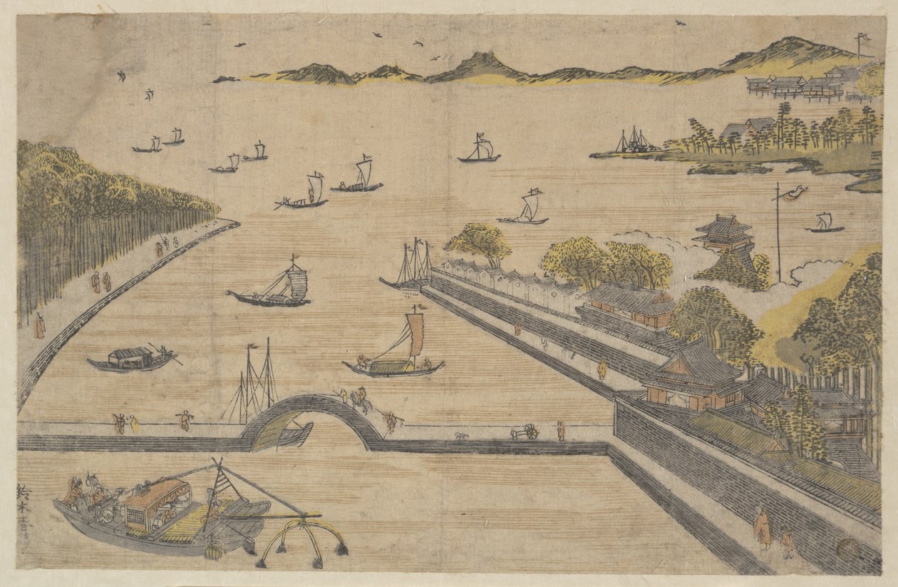 Veduta di Fukagawa, Edo da Suzuki Harunobu
