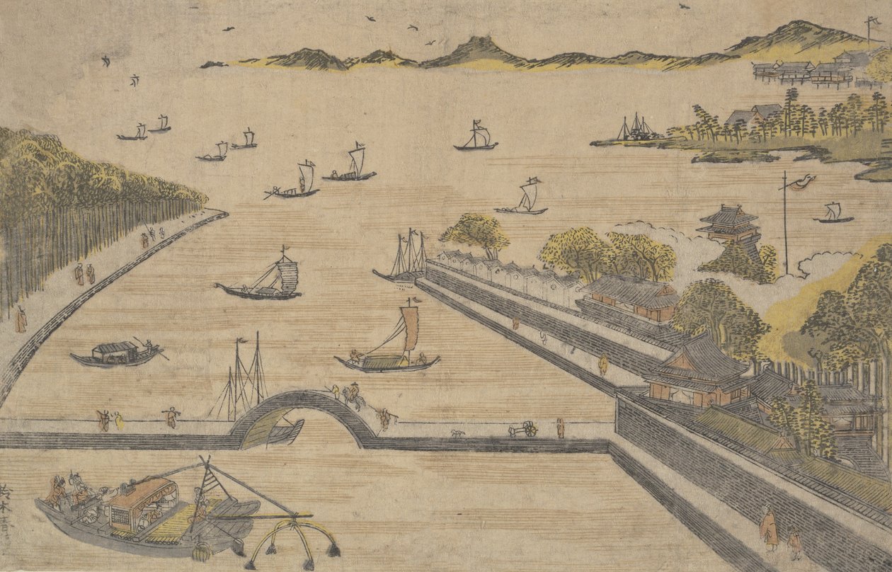 Veduta di Fukagawa, Edo, ca. 1764 da Suzuki Harunobu