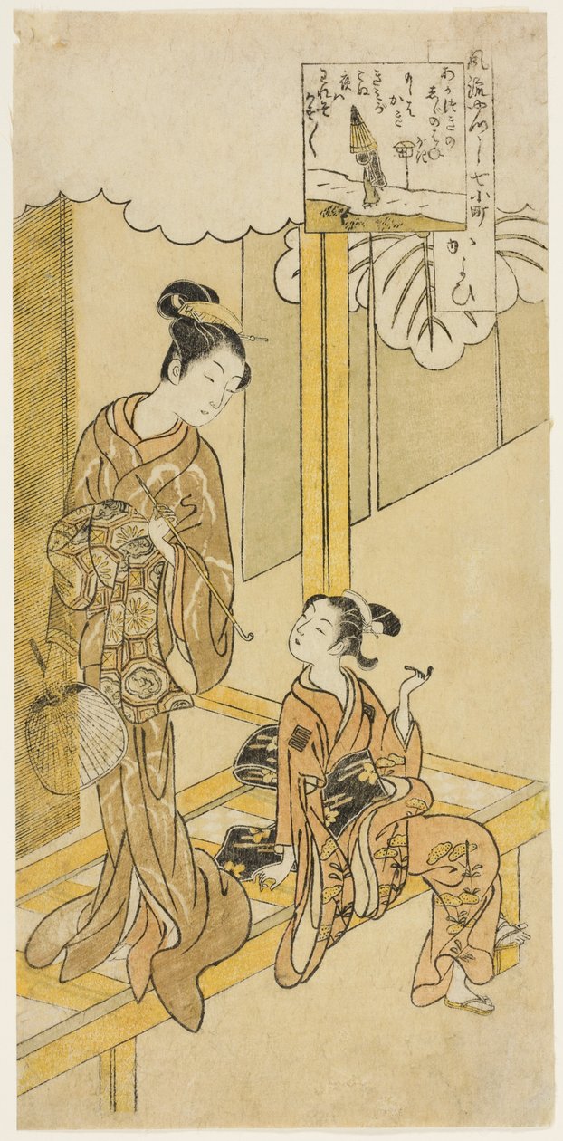 Visita (Kayoi), dalla serie "I sette aspetti alla moda di Komachi (Furyu yatsushi nana Komachi)" da Suzuki Harunobu