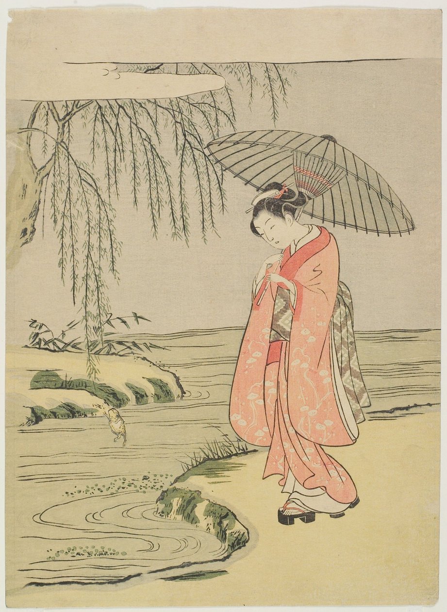 Parodia visiva del calligrafo Ono no Tōfū (edizione successiva) da Suzuki Harunobu