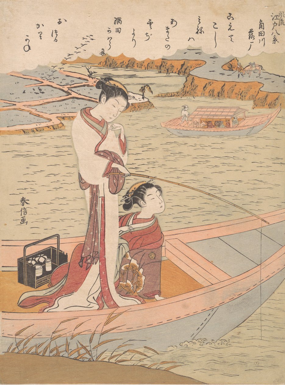 Oche Selvatiche che Volano sul Fiume Sumida da Suzuki Harunobu