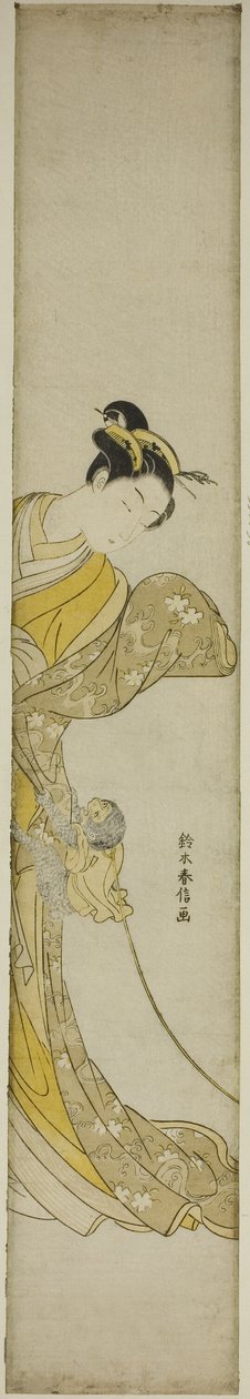 Donna con scimmia domestica da Suzuki Harunobu