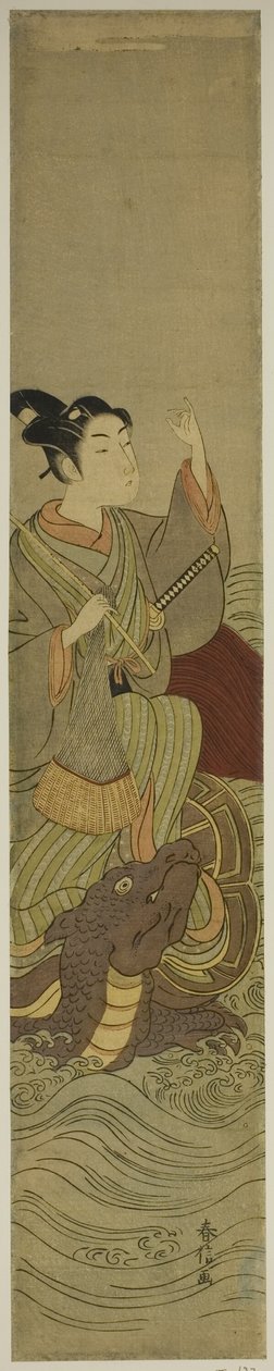 Giovane uomo che cavalca una tartaruga gigante (parodia di Urashima Taro) da Suzuki Harunobu